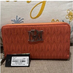 Badgley Mischka Coral Quilted Long Wallet NWT